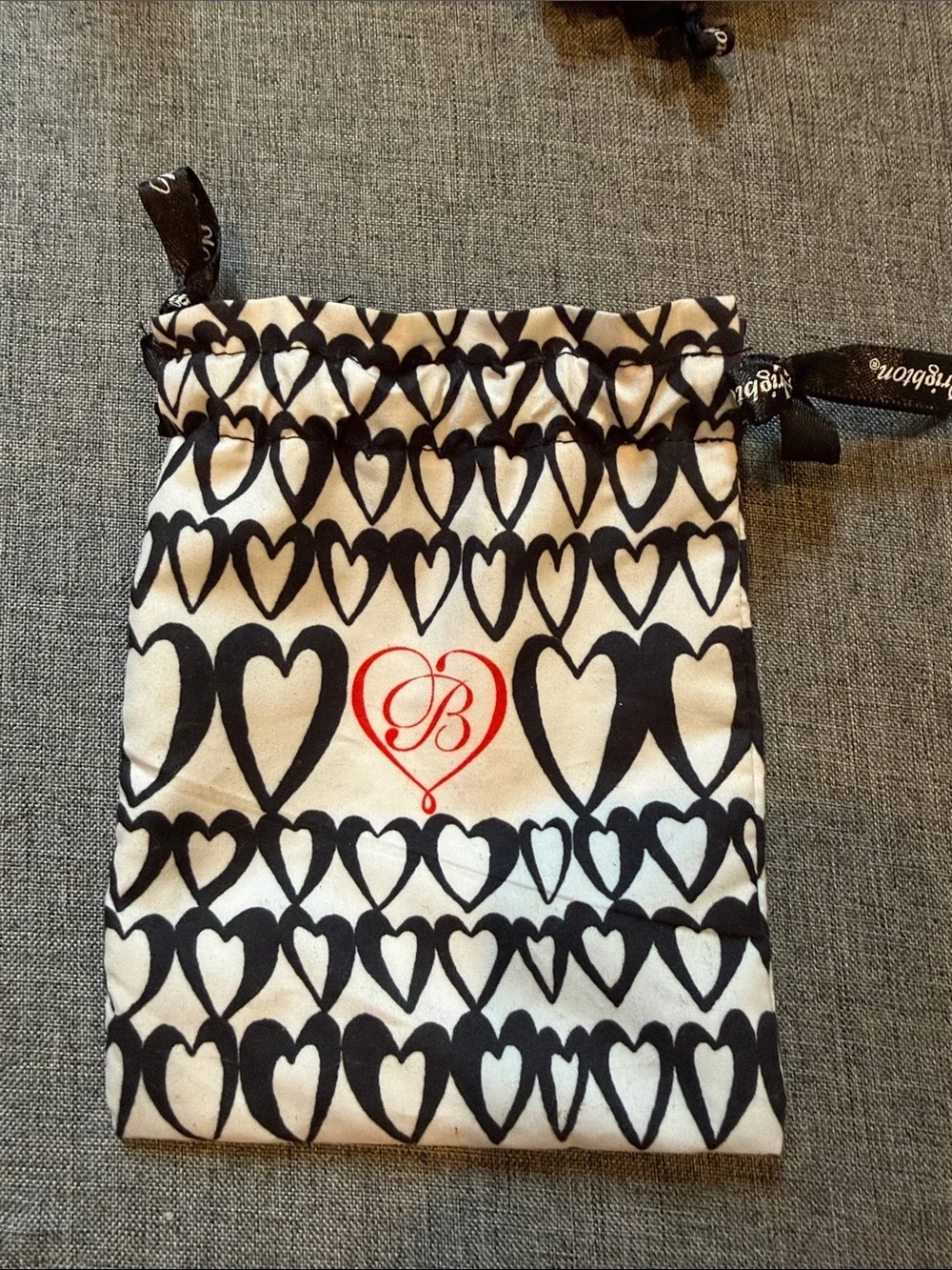 Brighton Small Heart-Print Drawstring Pouch - Black & White; 2 bags